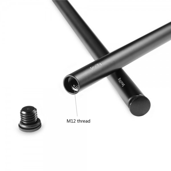 SmallRig 2pcs 15mm Black Aluminum Alloy Rod(M12-40cm) 16inch 1054